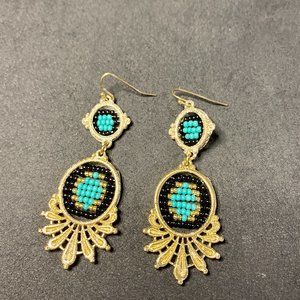 Native American style gold tone and bead earrings